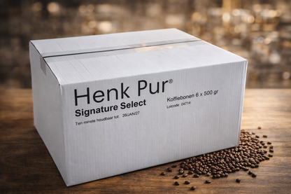 Henk Pur Koffiebonen de signature select voordeelbox. Een genot voor uw ochtend of  middag, en zelfs na het eten. Koffiebonen Arabica. 