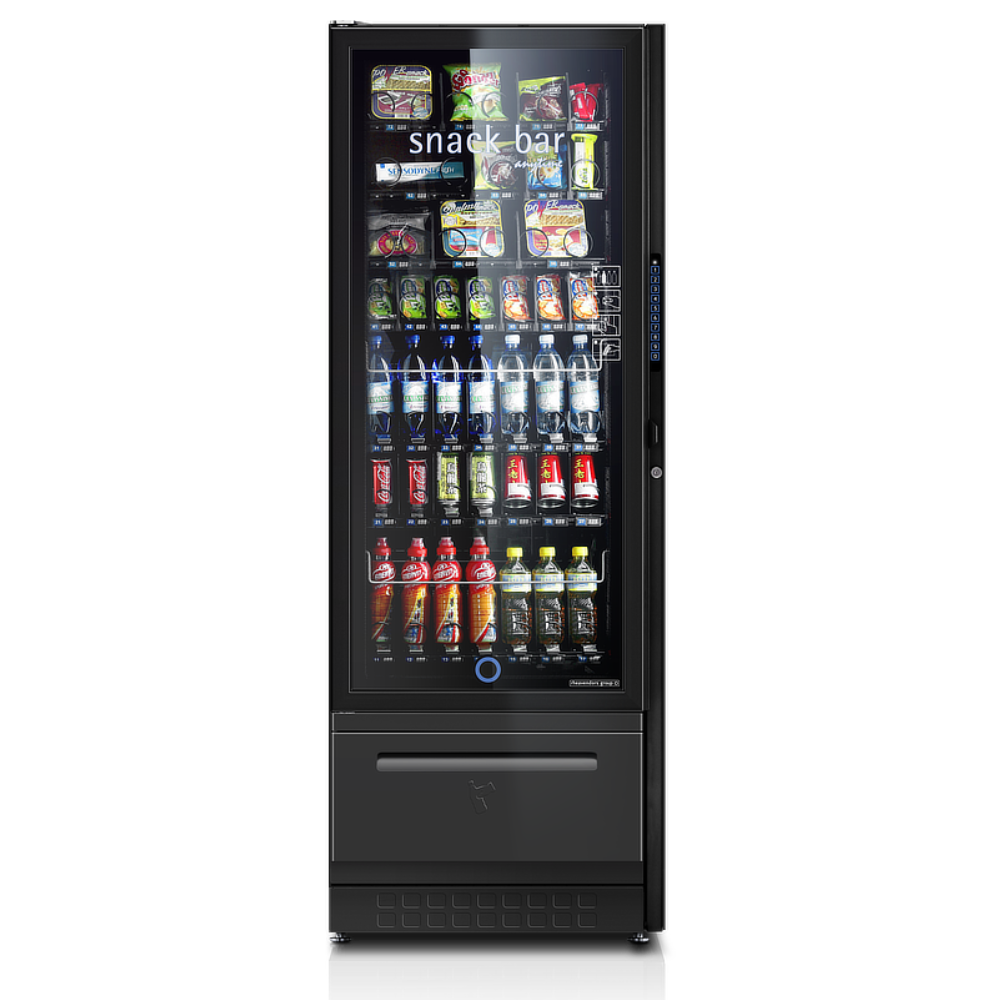 Rheavendors Luce Zero Side Food & Snack 7/6/36C gekoelde snackautomaat met glazen deur en moderne led-verlichting voor kantoor en kantine. Eventueel voor naast uw vers gebrande koffie bonen machine
