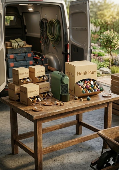 Hovenier pakket espresso macchine + composteerbare koffiecups