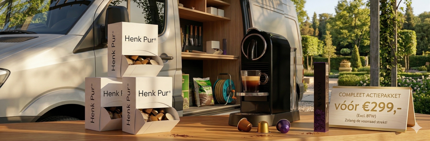 Henk Pur® Hovenier Deal: Machine + 500 Composteerbare Cups