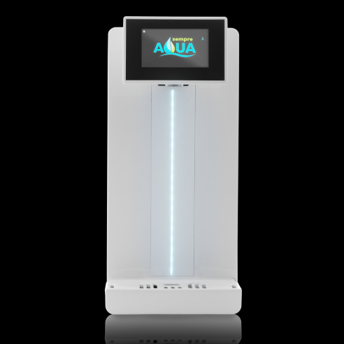 Een luxe watertap installatie met digitaal scherm en een enkele tap. witte variant Ideaal voor bij u op locatie Henk Pur®