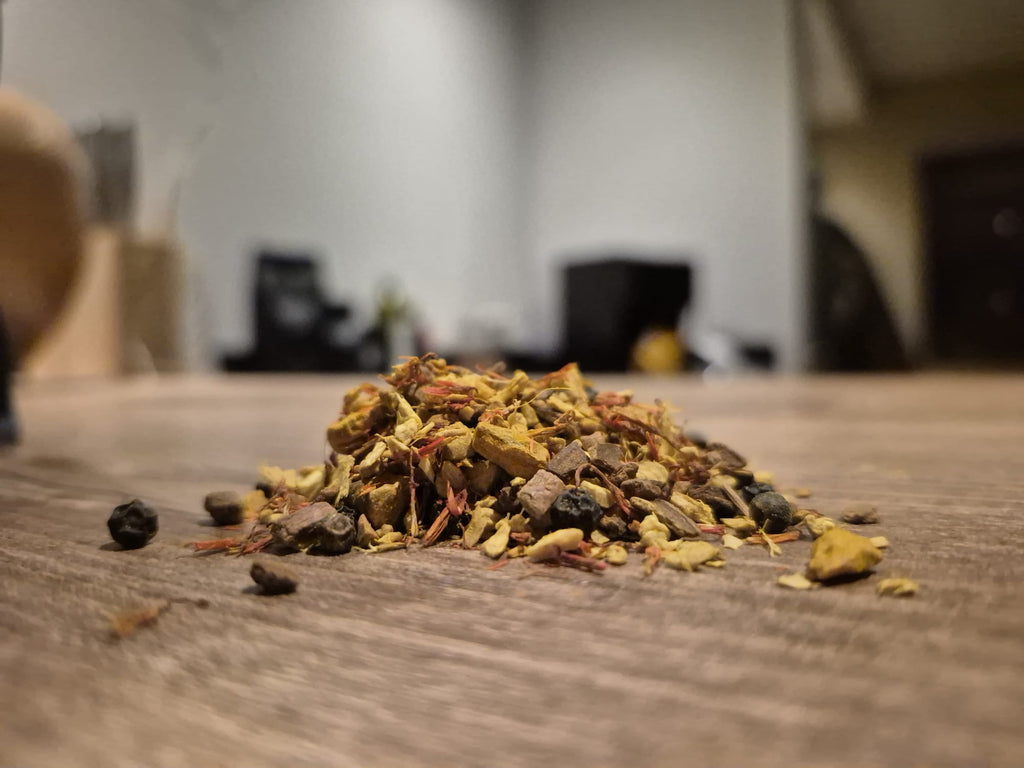 Gember Kurkuma Vurig Goud – Verwarmende Gezondheidsblend met Kaneel & Zwarte Peper (90 gram)